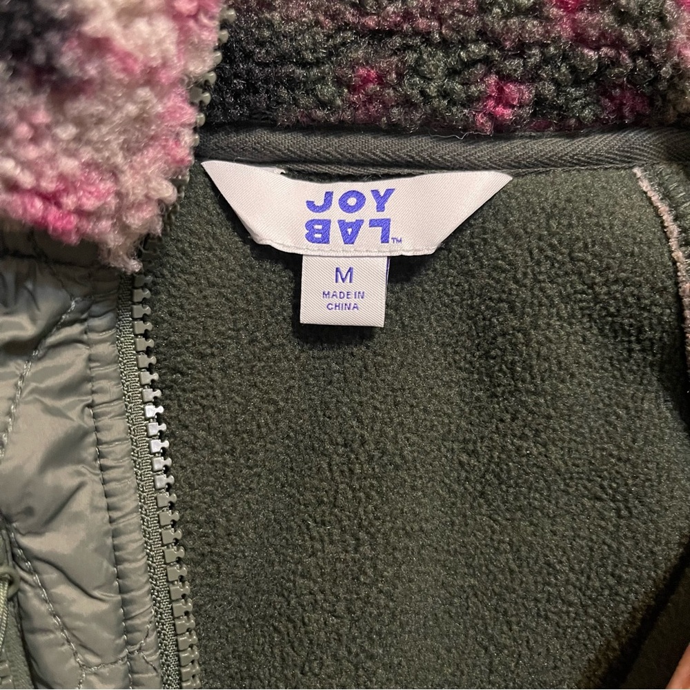 Joy Lab Women's Tan, Camouflage Pink Mock Neck Sherpa Fleece Jacket  Size M - Picture 3 of 8